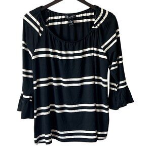 INC International Concepts Stripe Off/On Shoulder Bell Sleeve Top, 1X